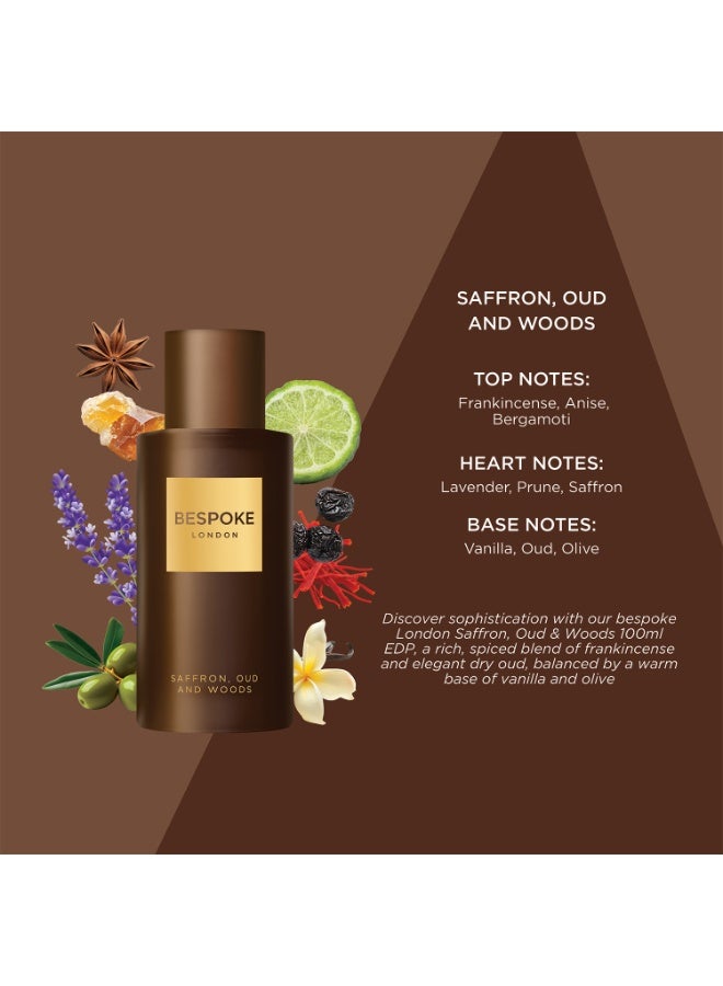 Bespoke London Gold Collection Saffron, Oud & Woods Eau de Parfum for Men, 100ml | Premium Long-Lasting Men’s Perfume | Woody, Oriental & Gourmand Fragrance | Luxury Gift for Men - Image 2